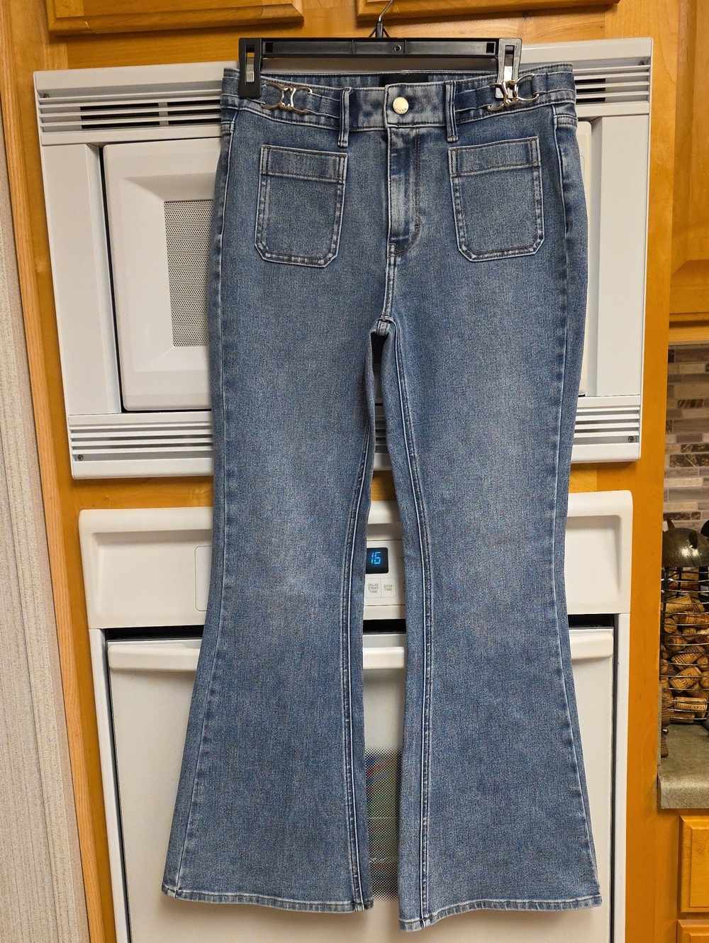 White House Black Market Blue Wide-Leg Flare Jeans,  Size 4S